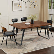 Simpli-Home Lowry handcrafted square dining table with wood finish, showcasing sturdy construction and modern design for dining rooms.