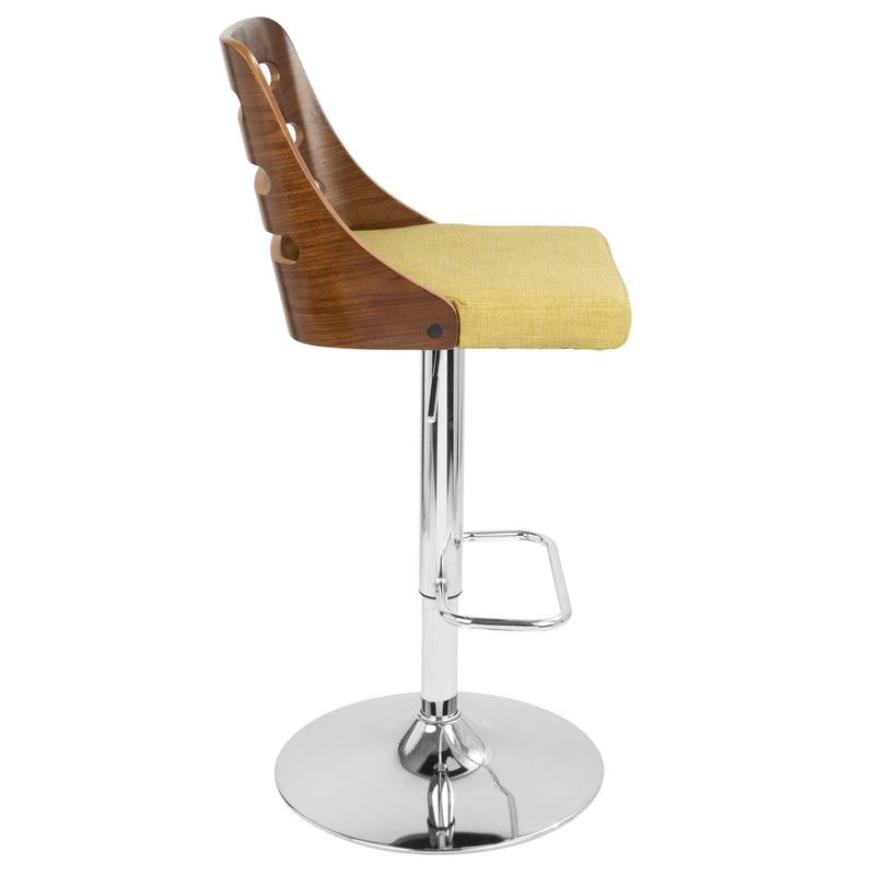 Lumi Source Trevi mid-century modern adjustable barstool with swivel, bar height 28-30 inches, featuring a sleek design and wooden finish.