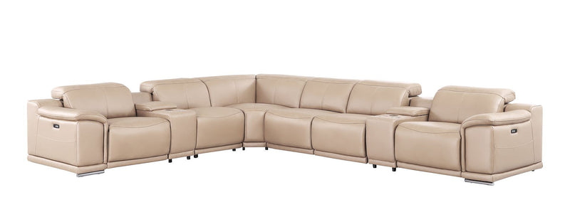 2679 - 8-Piece L-Shaped Power Reclining Sectional In Genuine Leather (4 Recliners)