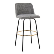 Set of 2 Lumi Source Toriano contemporary fixed height barstools with swivel seats and round footrests.