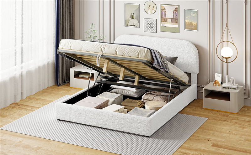 Upholstered Platform Bed With Hydraulic Storage System - R&R Furniture Gallery (Fountain Valley, CA)
