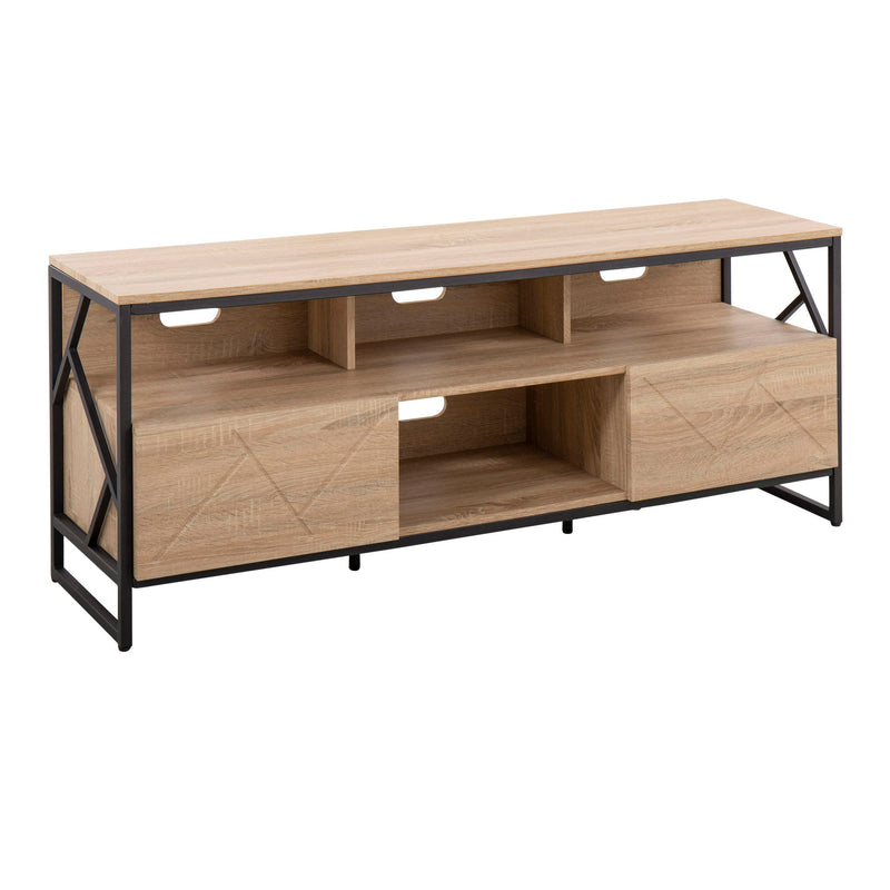 Lumi Source Folia contemporary TV stand with open shelves and sleek design, ideal for modern living room entertainment setups.