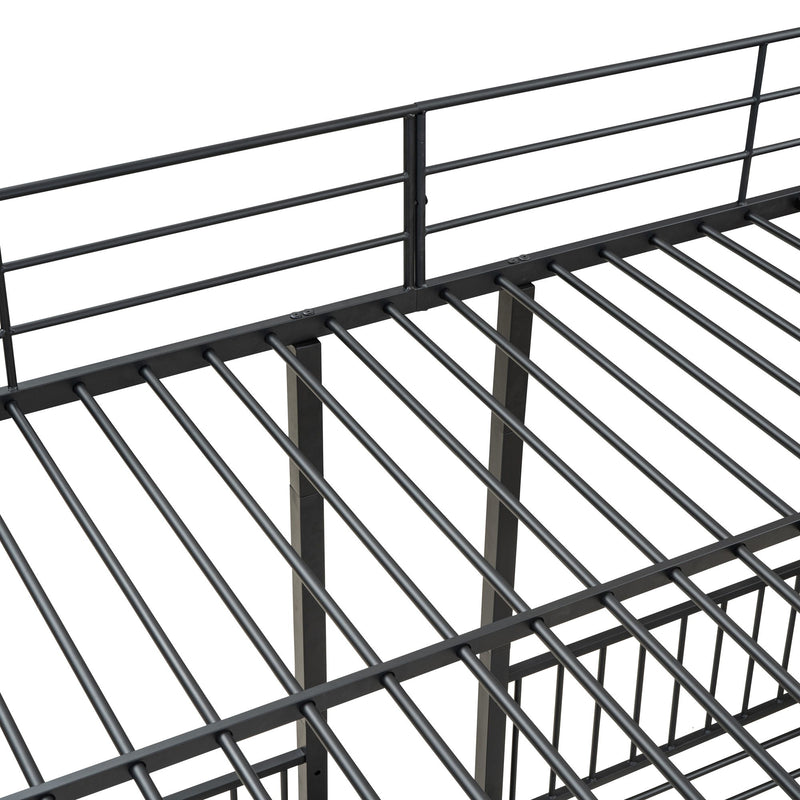 Full Over Twin-Twin Triple Bunk Bed With Drawers And Staircase - Black - R&R Furniture Gallery (Fountain Valley, CA)