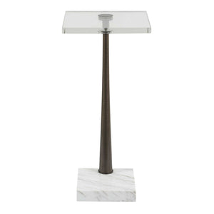 Pelton - Marble Glass Drink Table - Bronze / White
