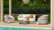 Harper - Indoor/Outdoor Modern Round Coffee Table - Geige Taupe Aluminum - R&R Furniture Gallery (Fountain Valley, CA)