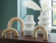 Maddwarth - Accessory Set (Set of 5) - White / Natural Brown - R&R Furniture Gallery (Fountain Valley, CA)