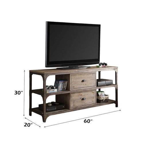 Gorden - TV Stand - Weathered Oak & Antique Silver Metal - R&R Furniture Gallery (Fountain Valley, CA)