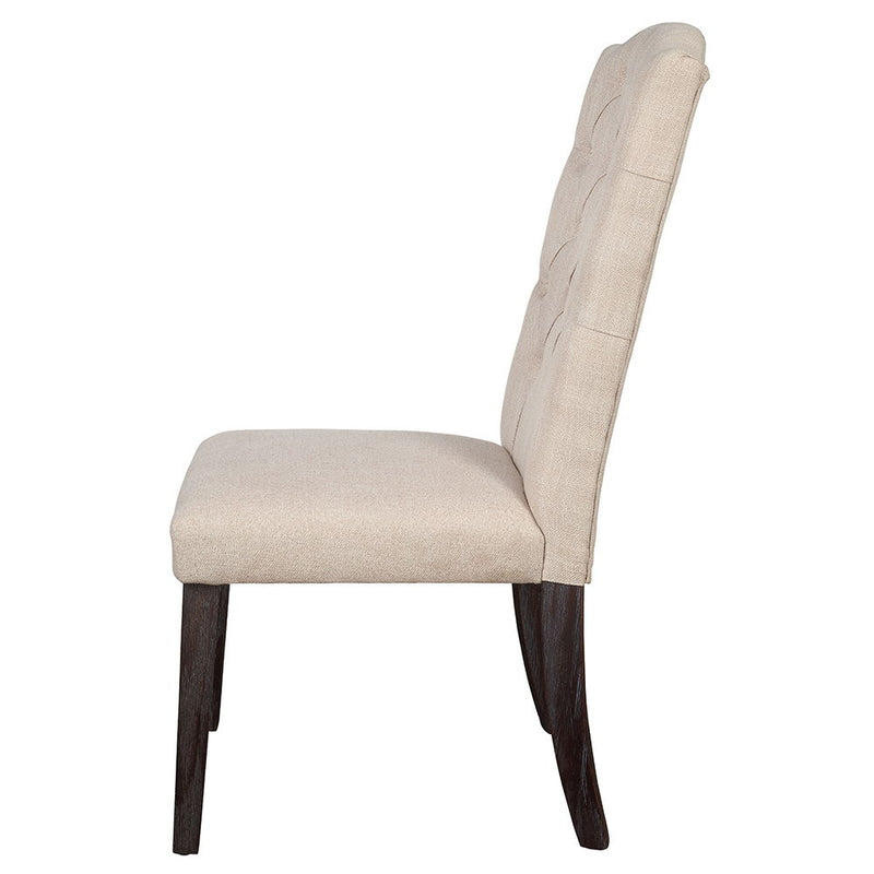 Gerardo - Side Chair (Set of 2) - Beige Linen & Weathered Espresso - R&R Furniture Gallery (Fountain Valley, CA)
