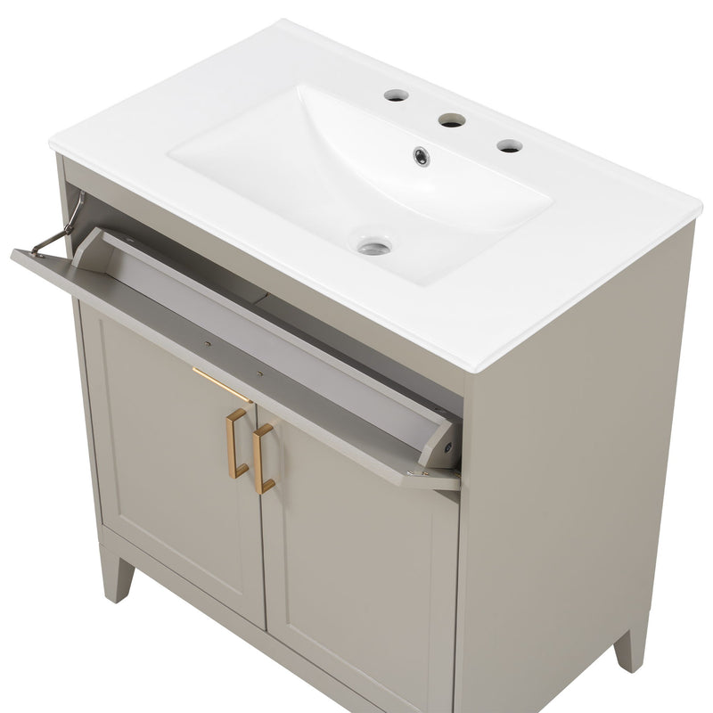 Bathroom Vanity With Sink Top, Adjustable Shelf, Door Organizers