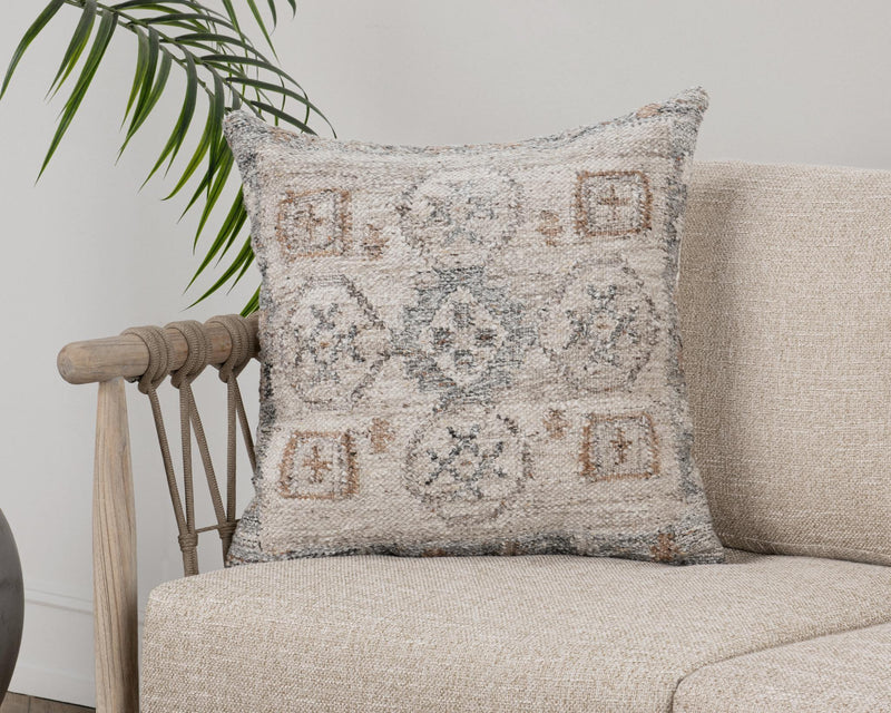 Performance - 22" x 22" Lukens Pillow - Gray Multi - R&R Furniture Gallery (Fountain Valley, CA)
