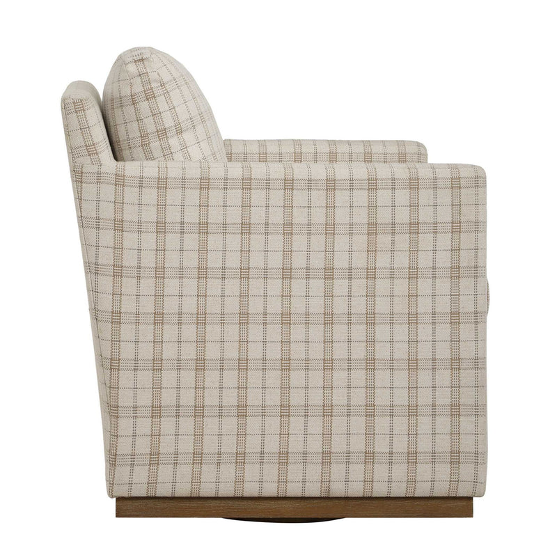 Basie - Casual Linen Swivel Chair - White