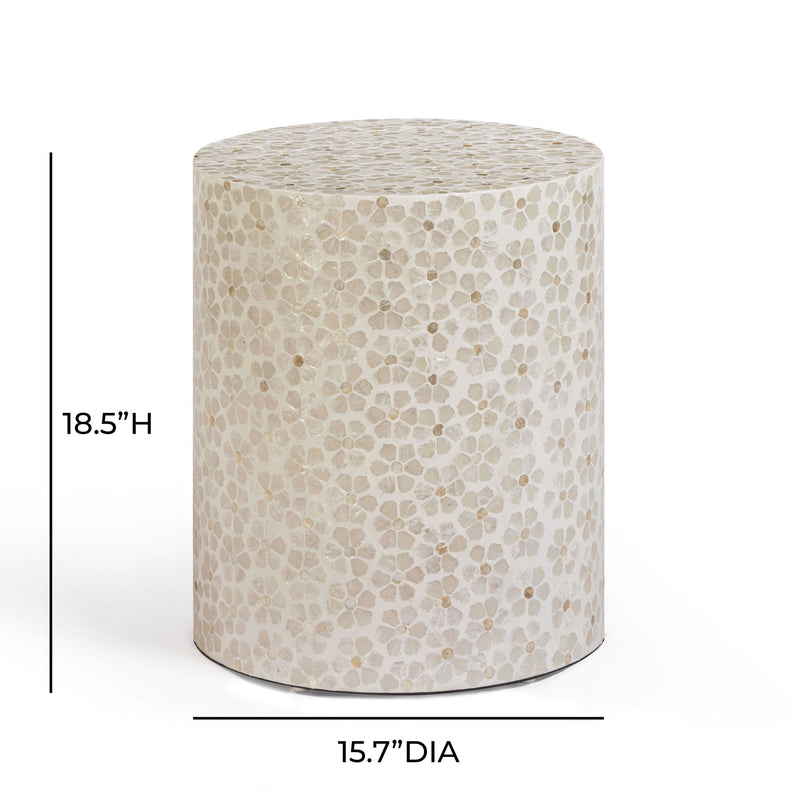 Lorna - Capiz Shell Motif Stool - Pearl Petal - R&R Furniture Gallery (Fountain Valley, CA)