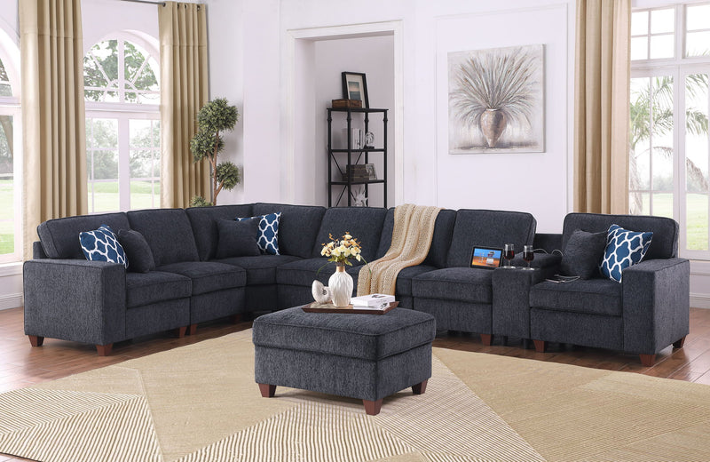Lily - Sectional Sofa With Ottoman - Black - R&R Furniture Gallery (Fountain Valley, CA)
