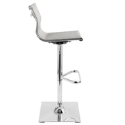 Lumi Source Mirage contemporary adjustable barstool with swivel, bar height 28-30 inches, featuring modern design and cushioned seat.