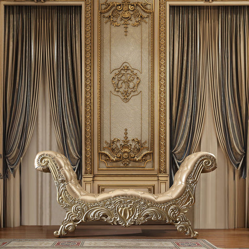 Vatican - Bench - Synthetic Leather, Light Gold & Champagne Silver - R&R Furniture Gallery (Fountain Valley, CA)