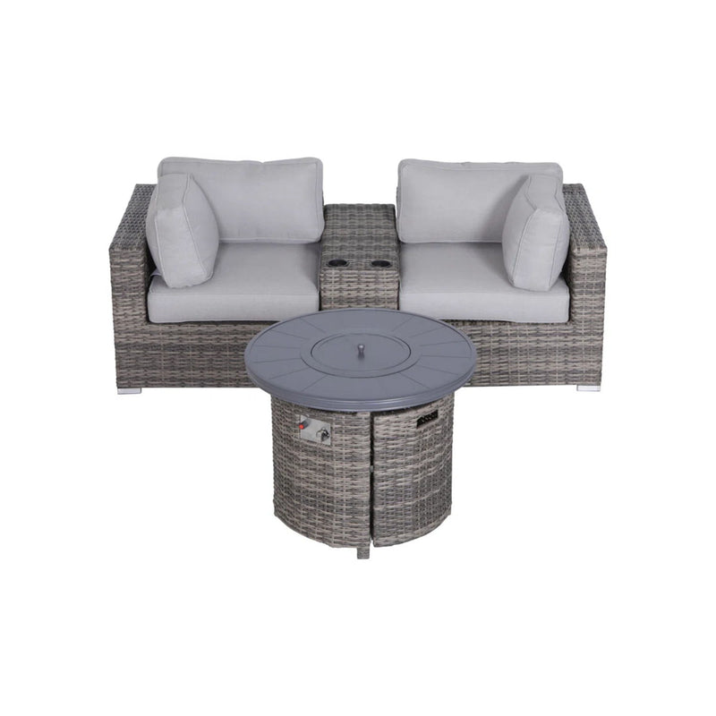 Rattan Patio Set With Comfortable Cushions And Fire Pit - R&R Furniture Gallery (Fountain Valley, CA)