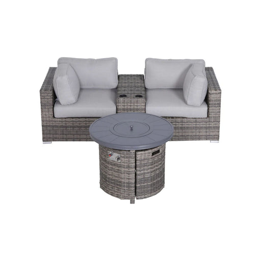 Rattan Patio Set With Comfortable Cushions And Fire Pit - R&R Furniture Gallery (Fountain Valley, CA)