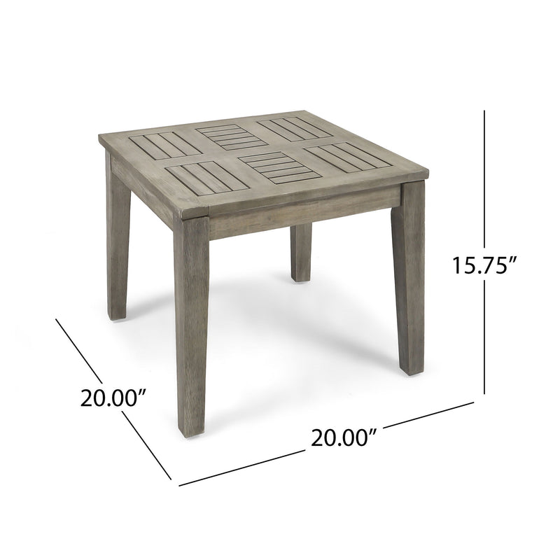 Dexterity - Outdoor Square Side Table With Wood Frame - Gray - R&R Furniture Gallery (Fountain Valley, CA)