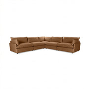 Classic Home Caplan modular sectional sofa showing plush beige fabric and multiple seating sections in a modern living room setting.