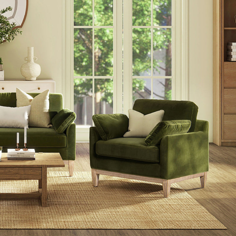 Pasadena - Wide Modern Farmhouse Accent Arm Chair - Olive Green - R&R Furniture Gallery (Fountain Valley, CA)