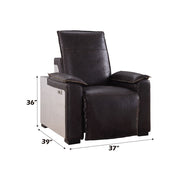 Misezon - Power Motion Recliner - Dark Top Grain Brown Leather & Aluminum - R&R Furniture Gallery (Fountain Valley, CA)