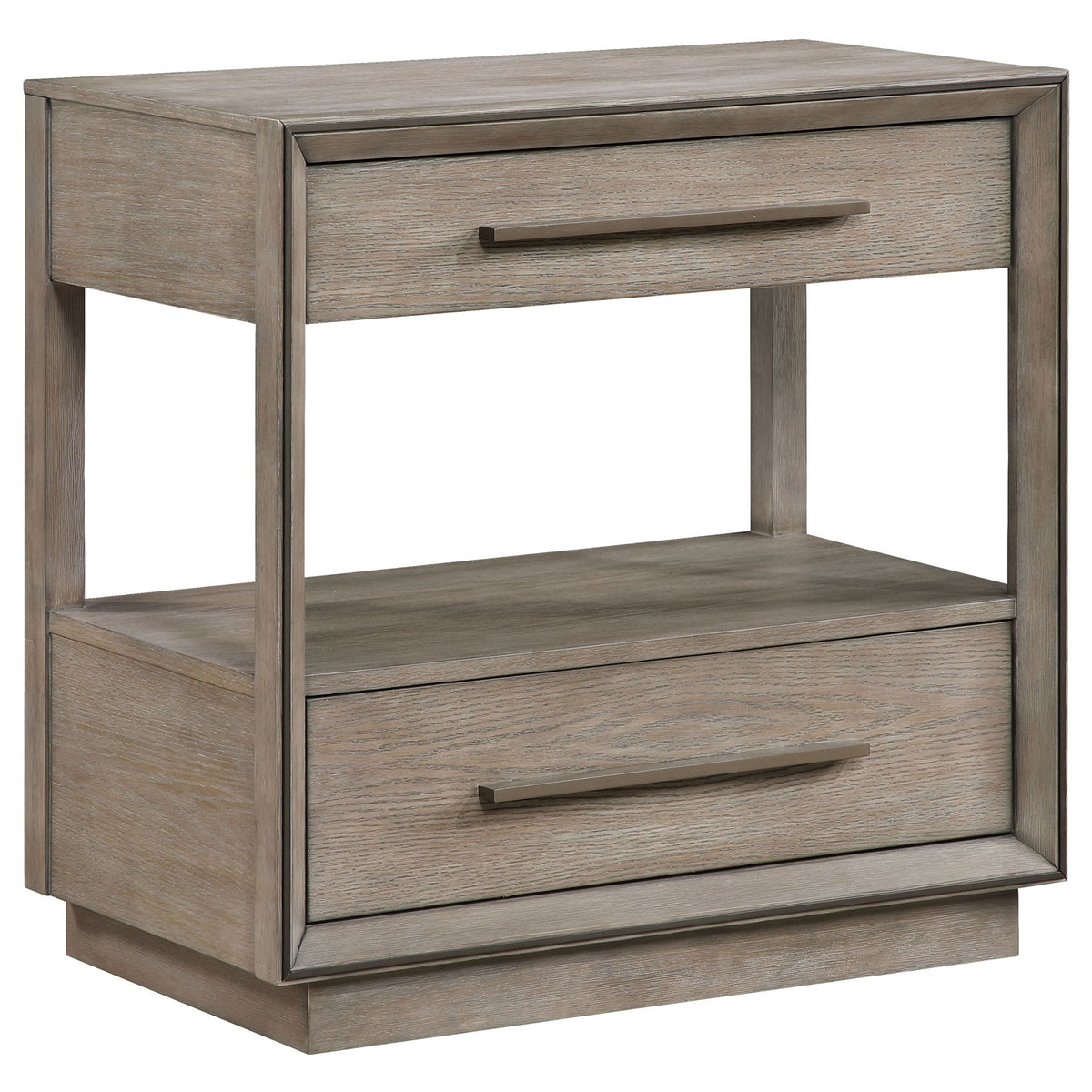 Prescott - 2 Drawers Nightstand With Open Shelf - Taupe