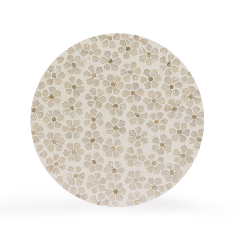 Lorna - Capiz Shell Motif Stool - Pearl Petal - R&R Furniture Gallery (Fountain Valley, CA)
