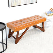 Mia - Bench With Buttons - Brown / Rustic - R&R Furniture Gallery (Fountain Valley, CA)
