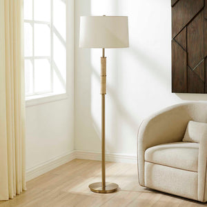 Verlaine - Travertine Floor Lamp - Brass,Gold