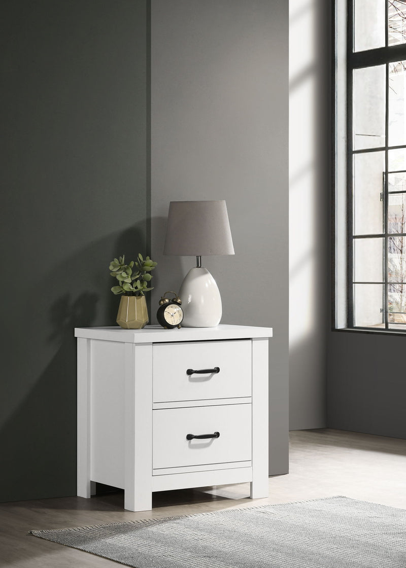 Cassini - 2 Drawer Nightstand Bedside Table - White - R&R Furniture Gallery (Fountain Valley, CA)