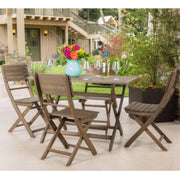 Noble House Positano foldable 5-piece outdoor dining set with table and chairs, perfect for patio or garden outdoor dining.