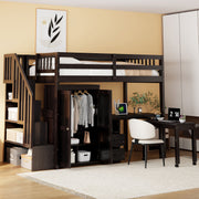 Loft Bed With Stairs, Bookshelf, Drawers, Desk & Wardrobe, Space Saving Multifunctional Furniture - R&R Furniture Gallery (Fountain Valley, CA)