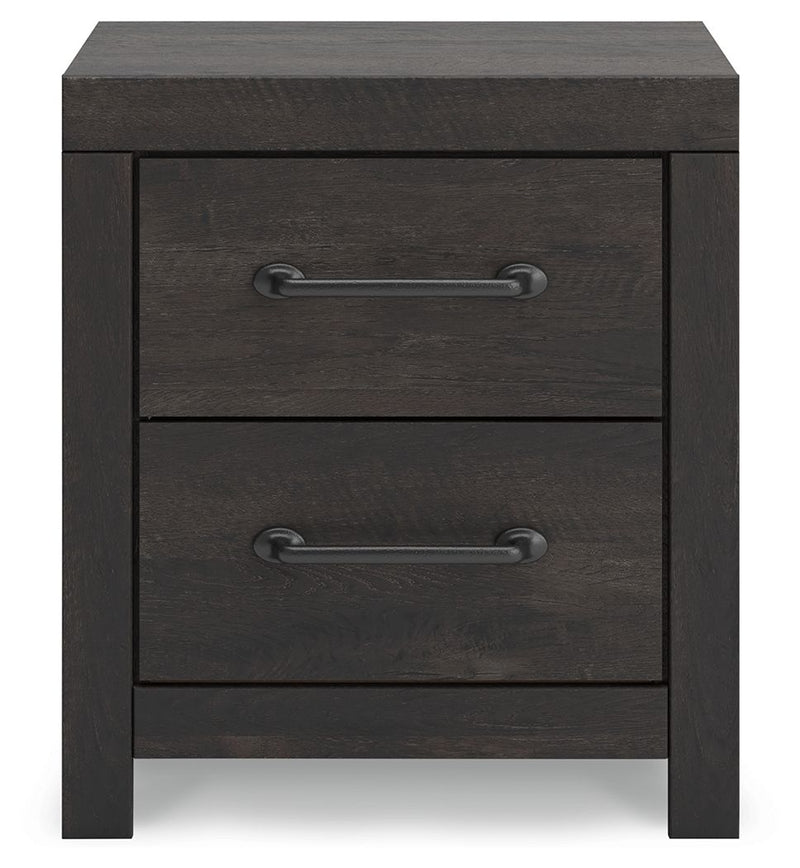 Hollivern - Two Drawer Night Stand - Dark Gray - R&R Furniture Gallery (Fountain Valley, CA)