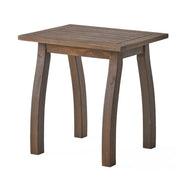 Noble House Kinesis outdoor side table with slatted top and wood frame, suitable for patio or garden decor.