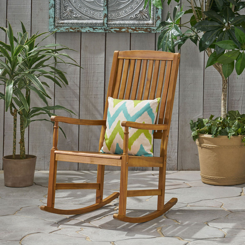 Muse - Outdoor Acacia Rocking Chair With Slat Design - Teak - R&R Furniture Gallery (Fountain Valley, CA)