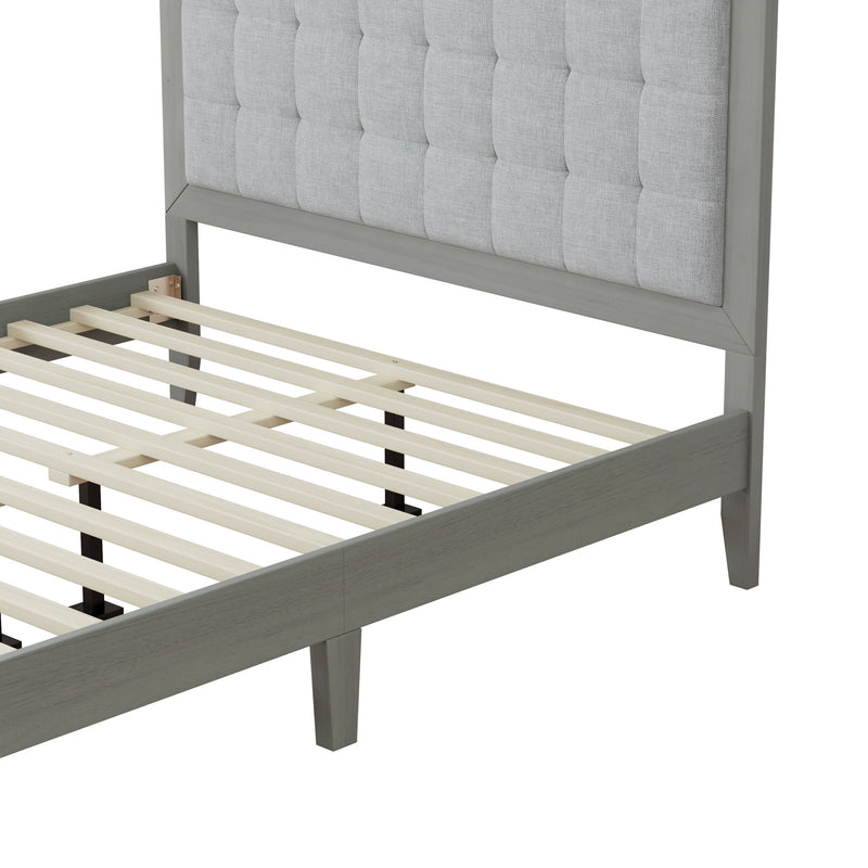 Mid Century Modern Platform Bed With Upholstered Headboard - R&R Furniture Gallery (Fountain Valley, CA)