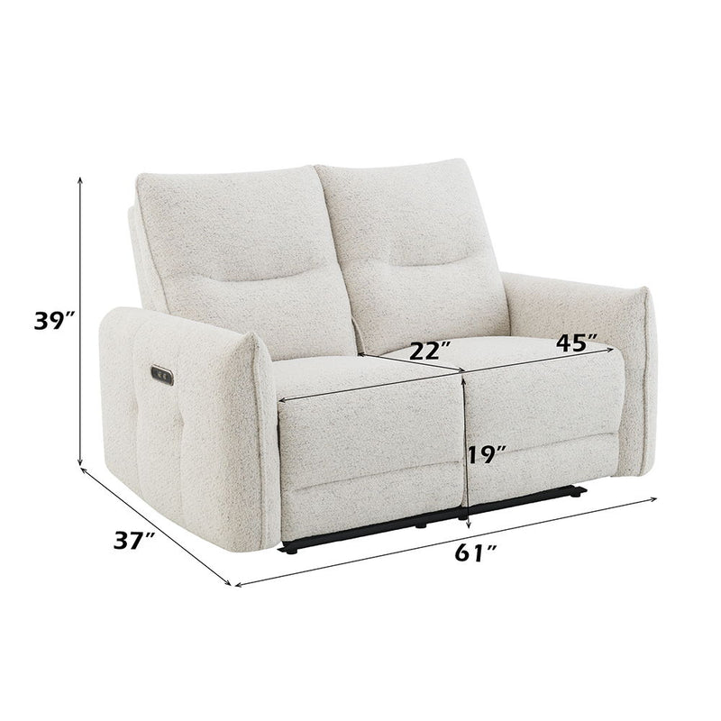 Lalisa - Power Motion Loveseat With USB Port - Cream Chenille - R&R Furniture Gallery (Fountain Valley, CA)