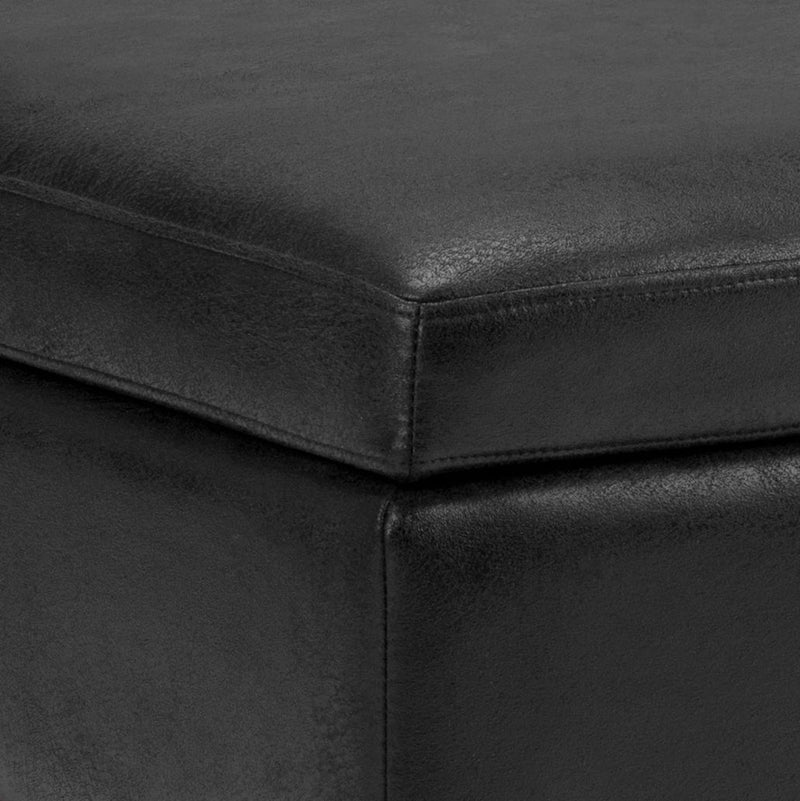 Owen - Square Coffee Table Storage Ottoman - Distressed Black - R&R Furniture Gallery (Fountain Valley, CA)