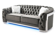Glory Furniture Sapphire stationary sofa with plush cushions and modern design, upholstered in soft fabric, ideal for living rooms.