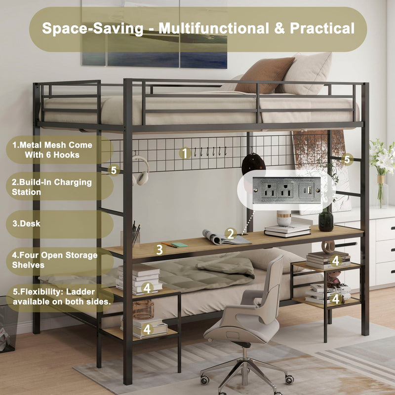 Ethan - Bunk Bed With Desk, Charging Station, Storage Shelves - R&R Furniture Gallery (Fountain Valley, CA)
