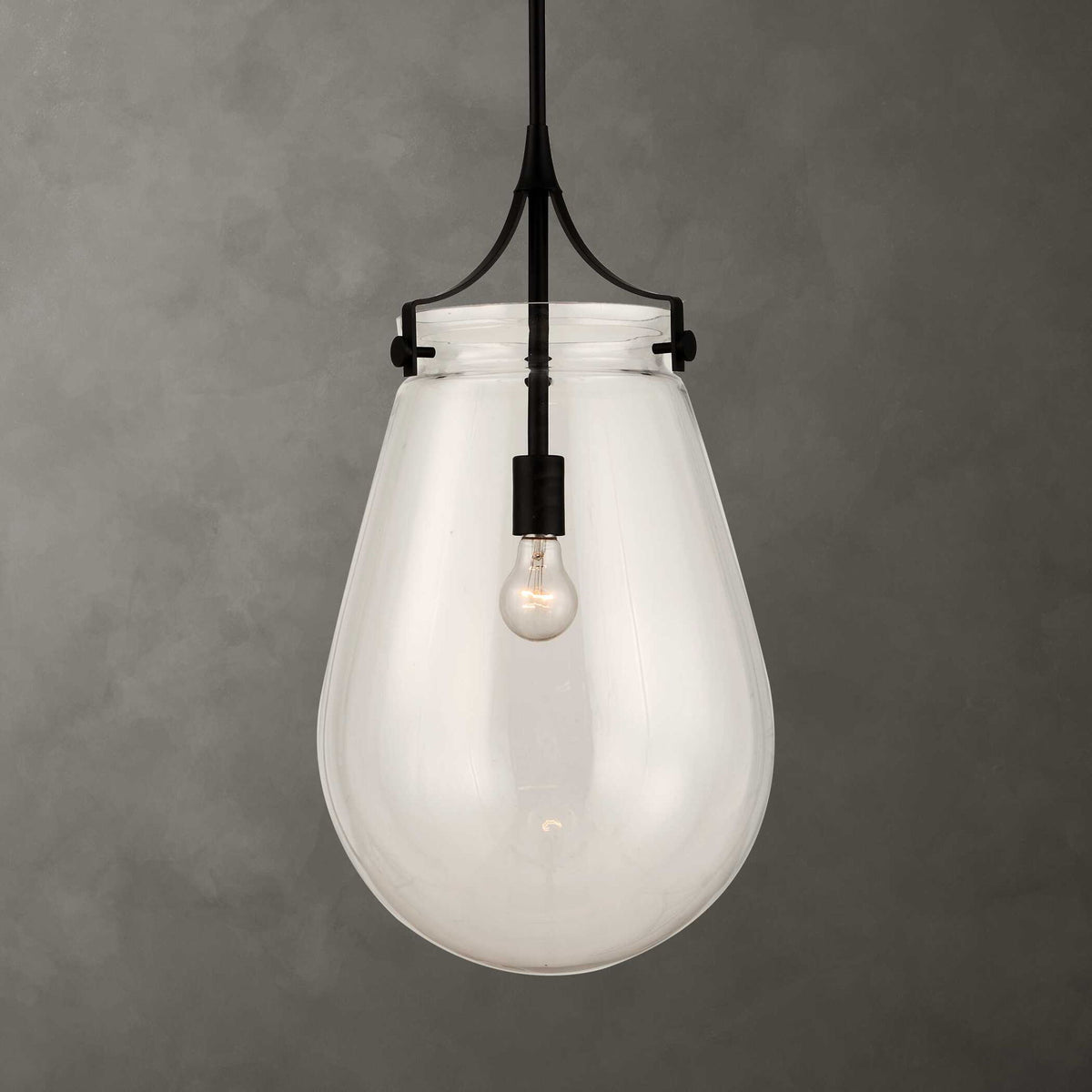 Dewdrop - 1 Light Glass Shade Pendant - Black