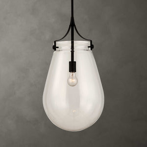 Dewdrop - 1 Light Glass Shade Pendant - Black