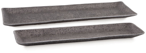 Garekton - Tray Set (Set of 2) - Pewter Finish - R&R Furniture Gallery (Fountain Valley, CA)