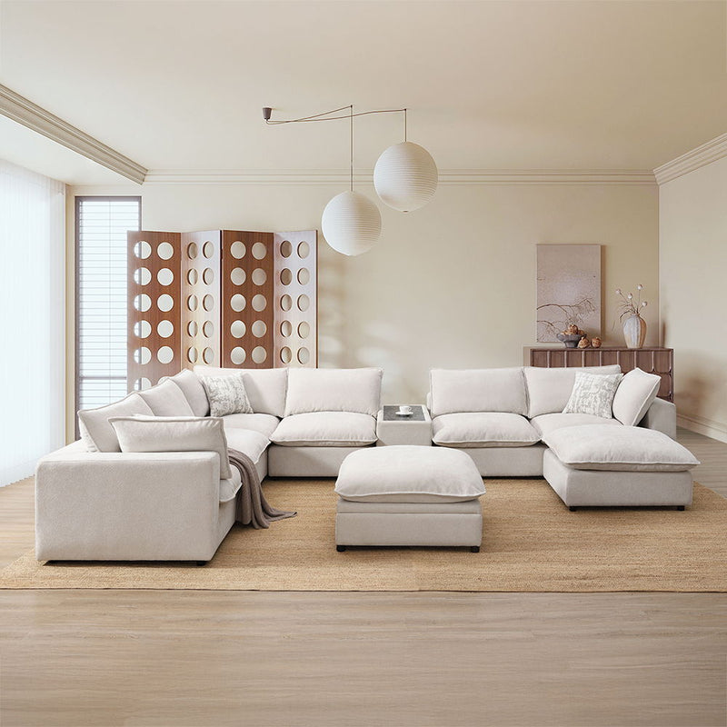 Marisa - Modular Ottoman With Storage - Beige Boucle - R&R Furniture Gallery (Fountain Valley, CA)