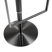TOV Furniture Amalfi black steel barstool with adjustable height, featuring a sleek black finish and modern design.