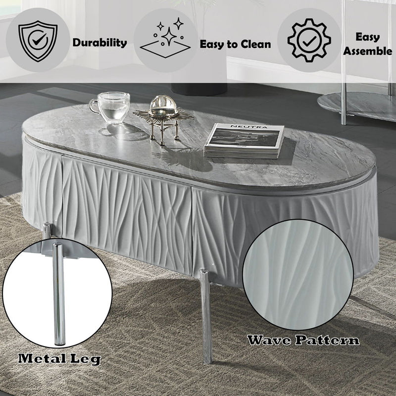 Yukino - Coffee Table - Gray High Gloss & Chrome - R&R Furniture Gallery (Fountain Valley, CA)