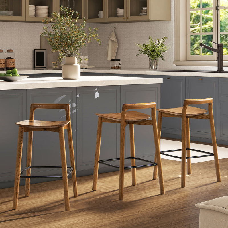 Sven - Modern Minimalist Low Back Counter Stool - Dark Brown Walnut - R&R Furniture Gallery (Fountain Valley, CA)