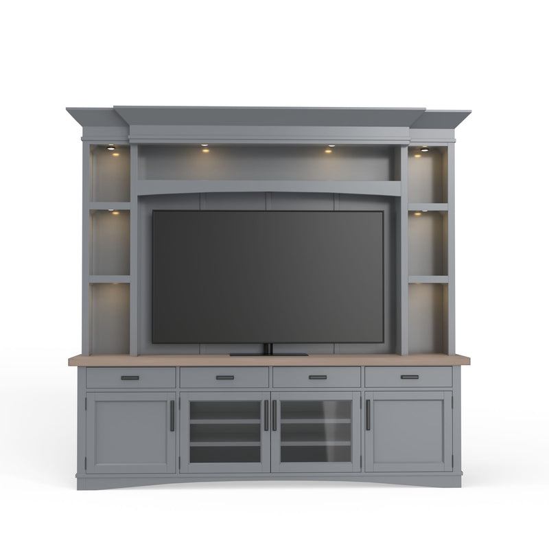 Americana Modern - TV Console with Hutch, Backpanel and LED Lights - R&R Furniture Gallery (Fountain Valley, CA)