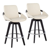 Set of two Lumi Source Cosmo contemporary counter stools with swivel seats, round footrests, fixed height, and modern design.