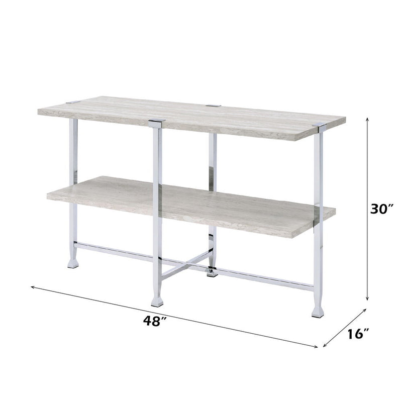 Brecon - Sofa Table - White Oak & Chrome - R&R Furniture Gallery (Fountain Valley, CA)